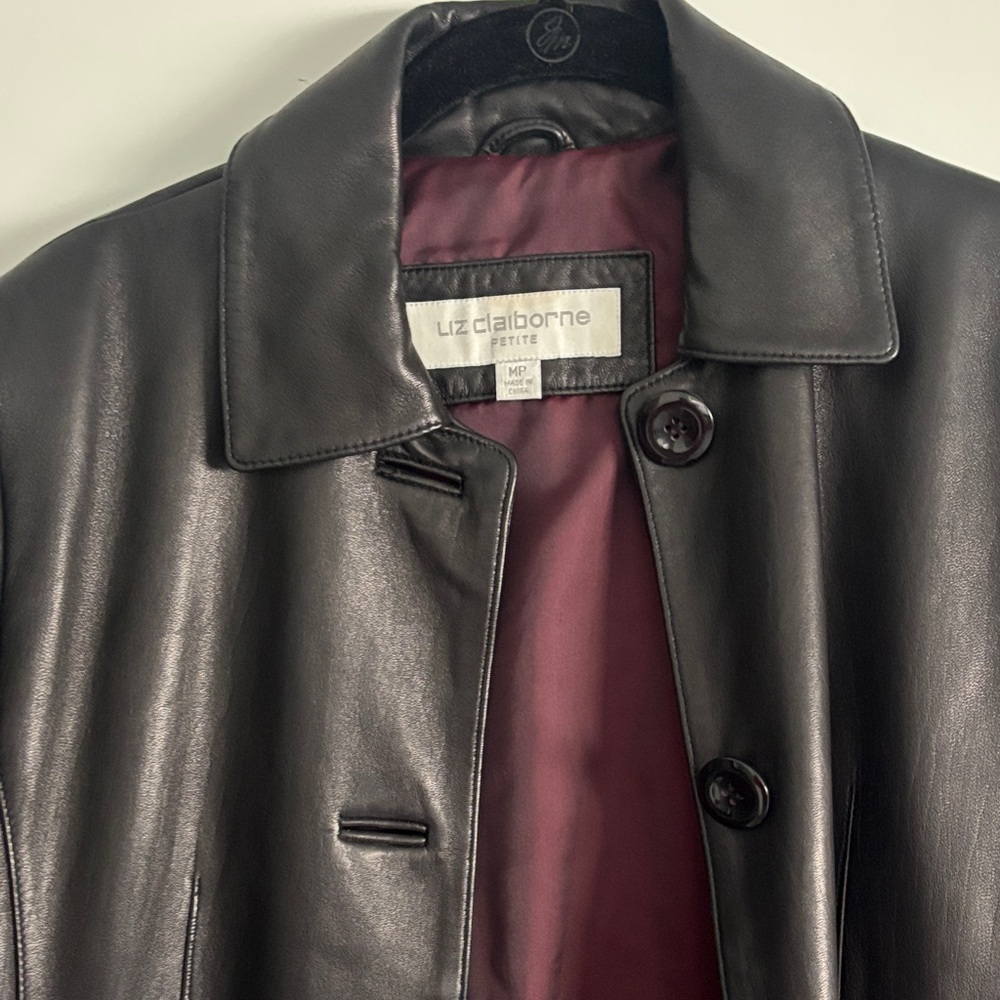 Liz Claiborne Black Leather Coat
